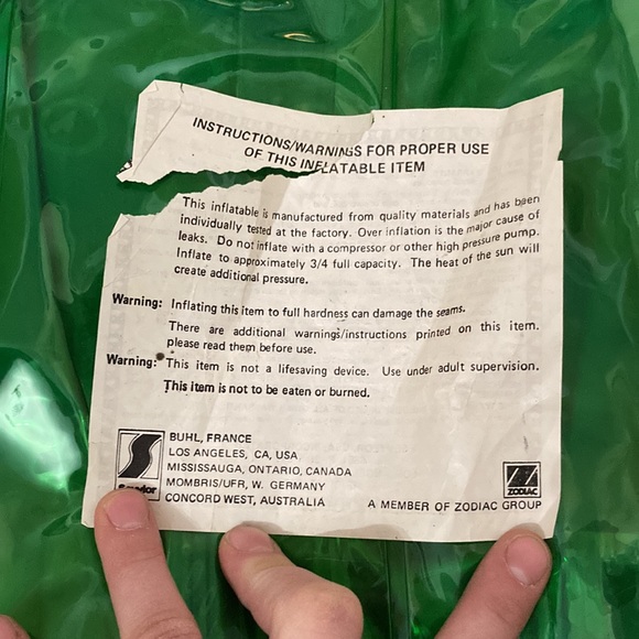 Vintage 7up Pool Floaty with original instructions/warranty and patch spot - Picture 2 of 8